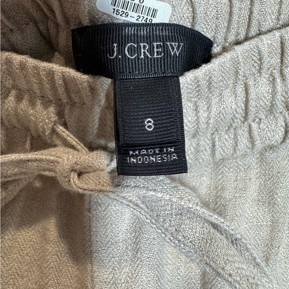 J. Crew Womens 100% Linen Pants with Elastic Waistband Size 8 - Picture 2 of 3